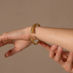 Sculptural 18K Gold Pave Bangle