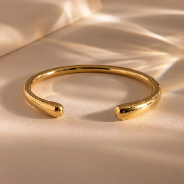 Sculptural 18K Gold Pave Bangle