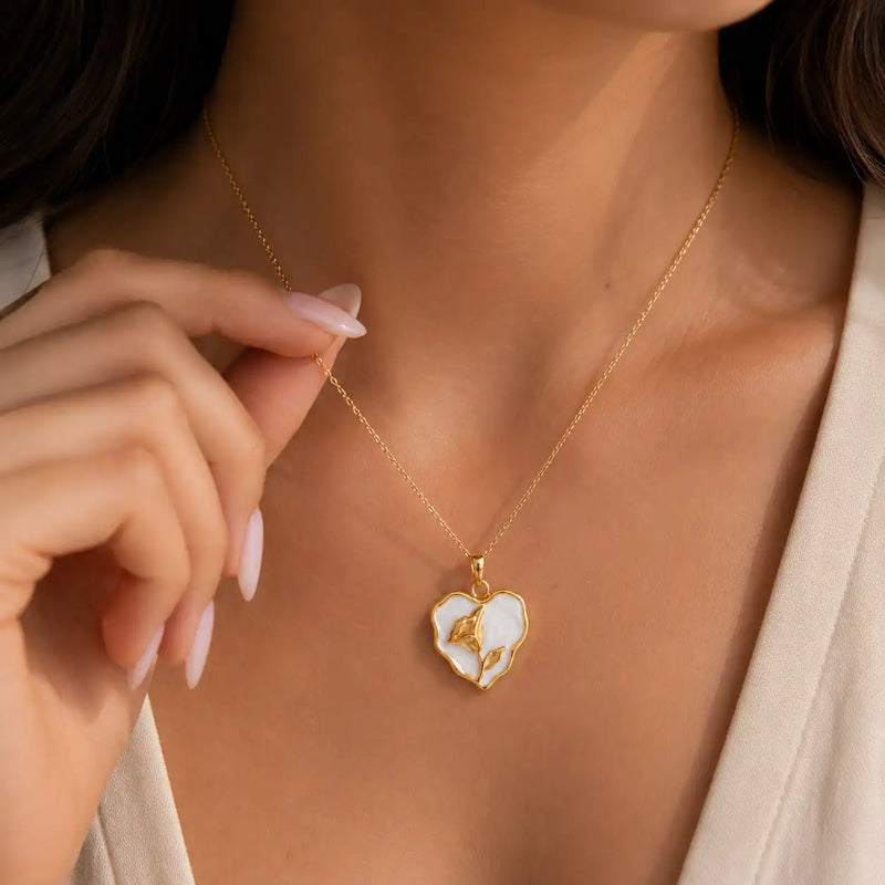 Golden Bloom Heart Charm