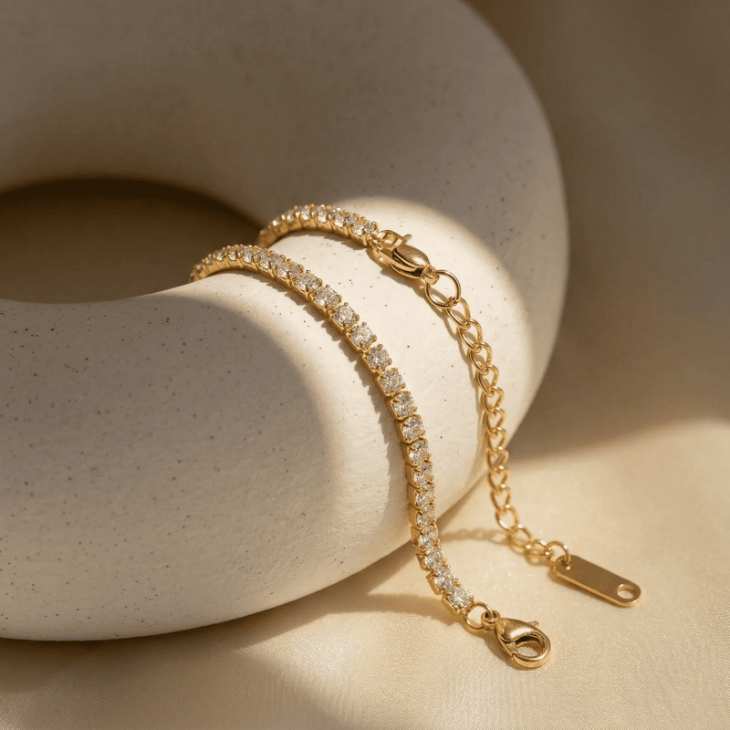 Stardust Tennis 3 mm Golden Bracelet