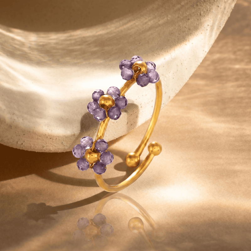 Floria Purple Bloom Adjustable Ring