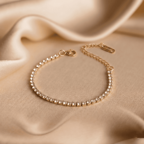 Stardust Tennis 3 mm Golden Bracelet