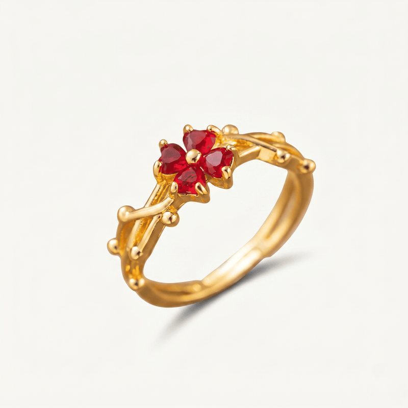 Ruby Blossom Gold Ring