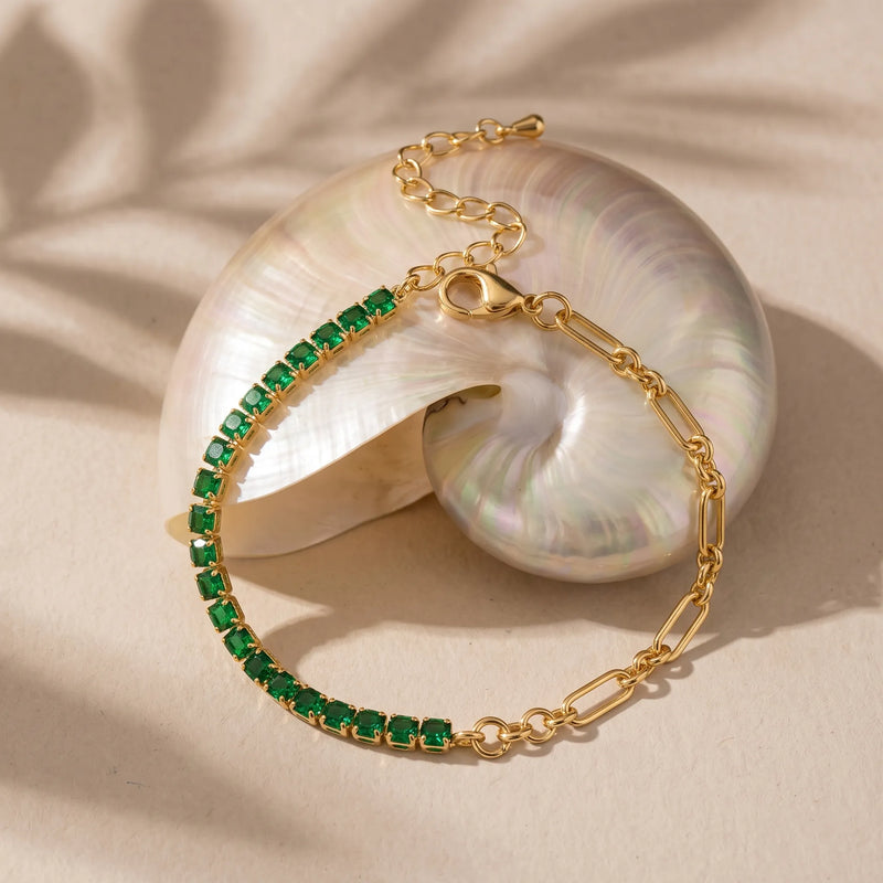 Emerald Link Tennis Bracelet