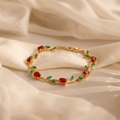 Ruby Leaf Vine Tulip Bracelet