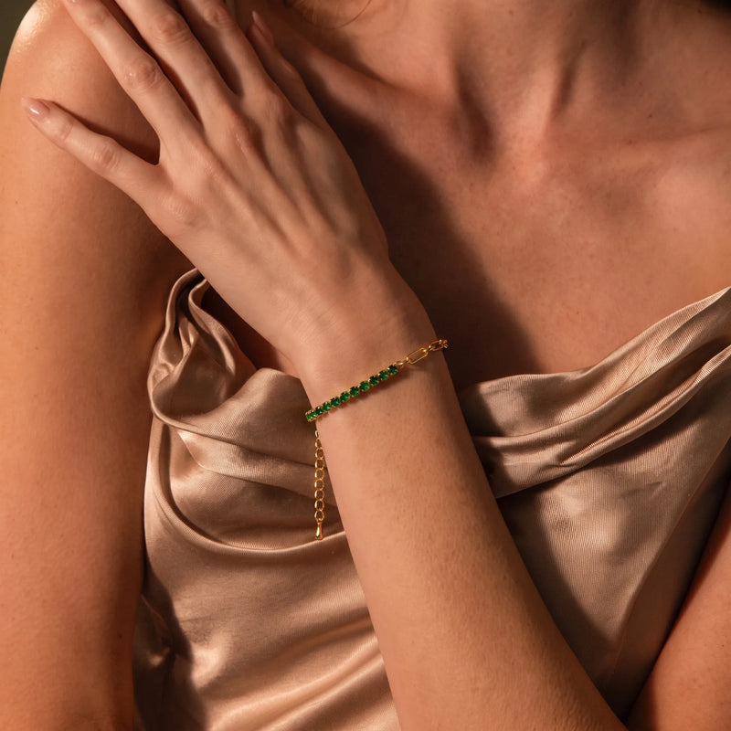 Emerald Link Tennis Bracelet