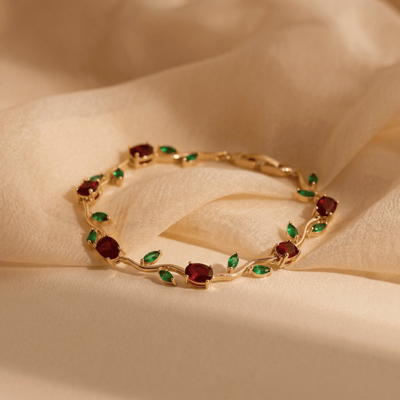 Ruby Leaf Vine Tulip Bracelet