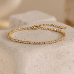 Stardust Tennis 3 mm Golden Bracelet