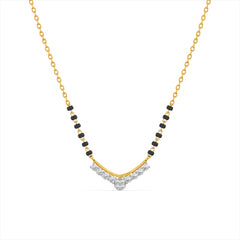 Contemporary Curved Bar 9KT Gold Lab Grown Diamond Mangalsutra