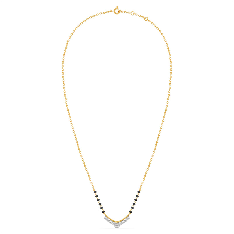 Contemporary Curved Bar 9KT Gold Lab Grown Diamond Mangalsutra