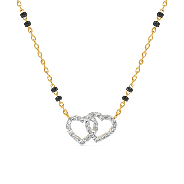 Double Heart 9KT Lab-Grown Diamond Mangalsutra