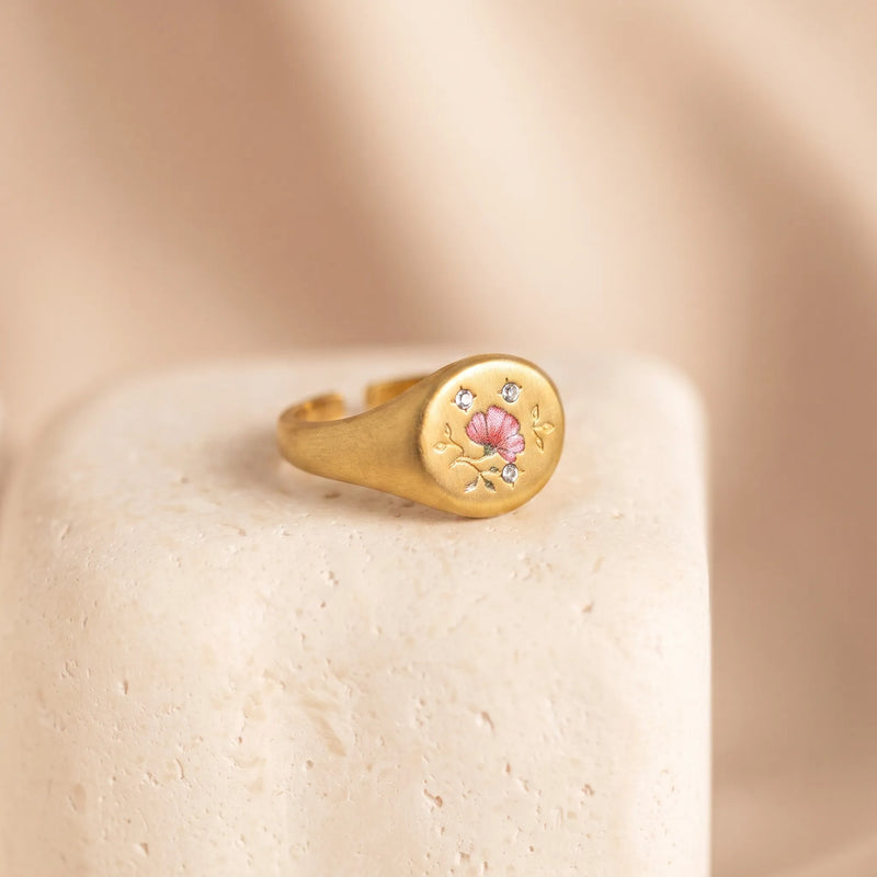 Vintage Blossom Signet Ring