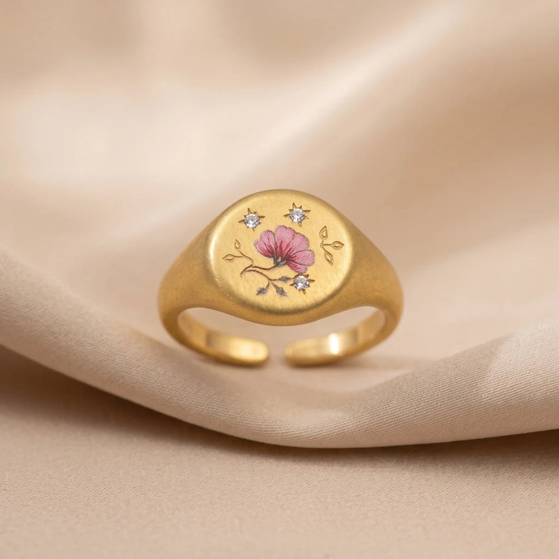 Vintage Blossom Signet Ring