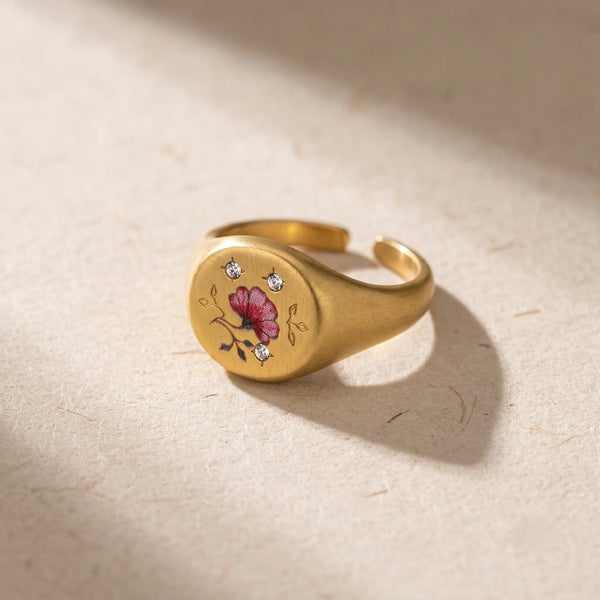Vintage Blossom Signet Ring