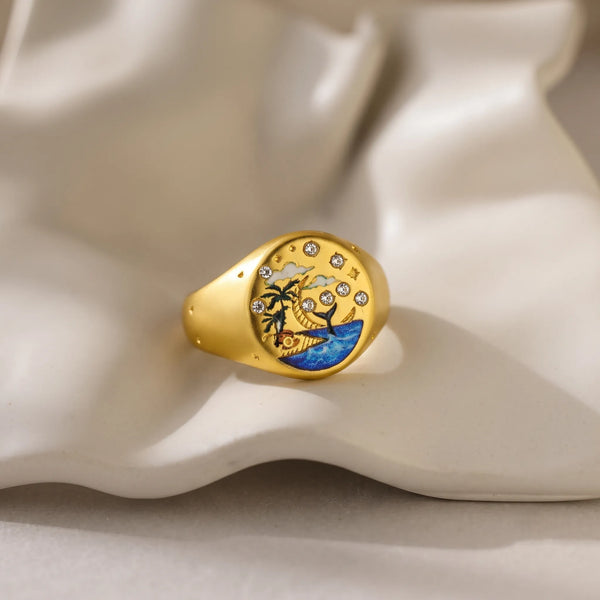 Vintage Coastal Dream Signet Ring