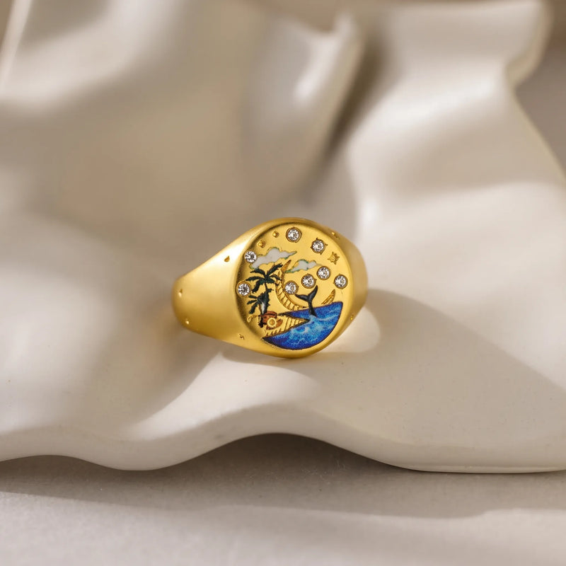 Vintage Coastal Dream Signet Ring