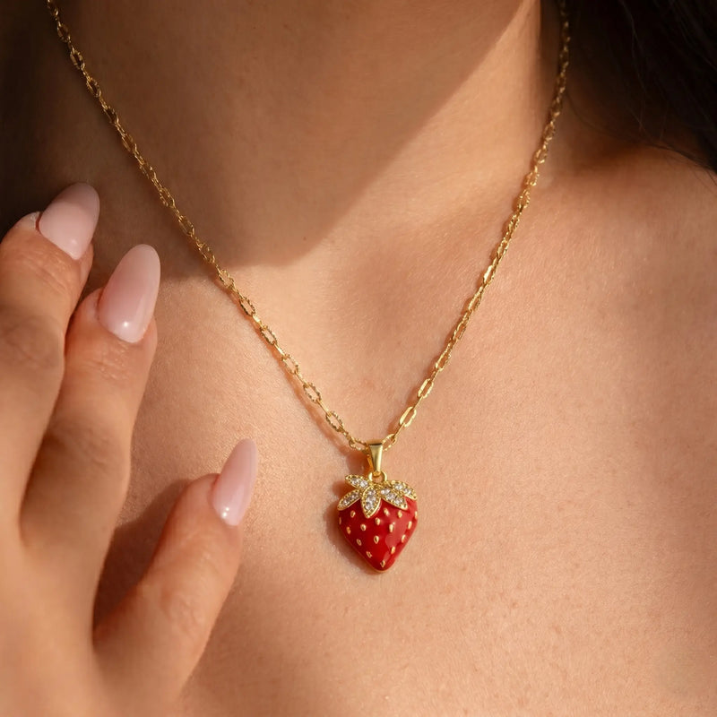 Stravelle Strawberry Charm Necklace