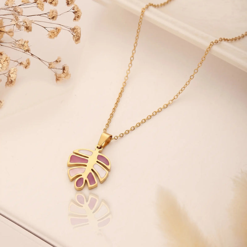 Tropical Leaf Gold Necklace