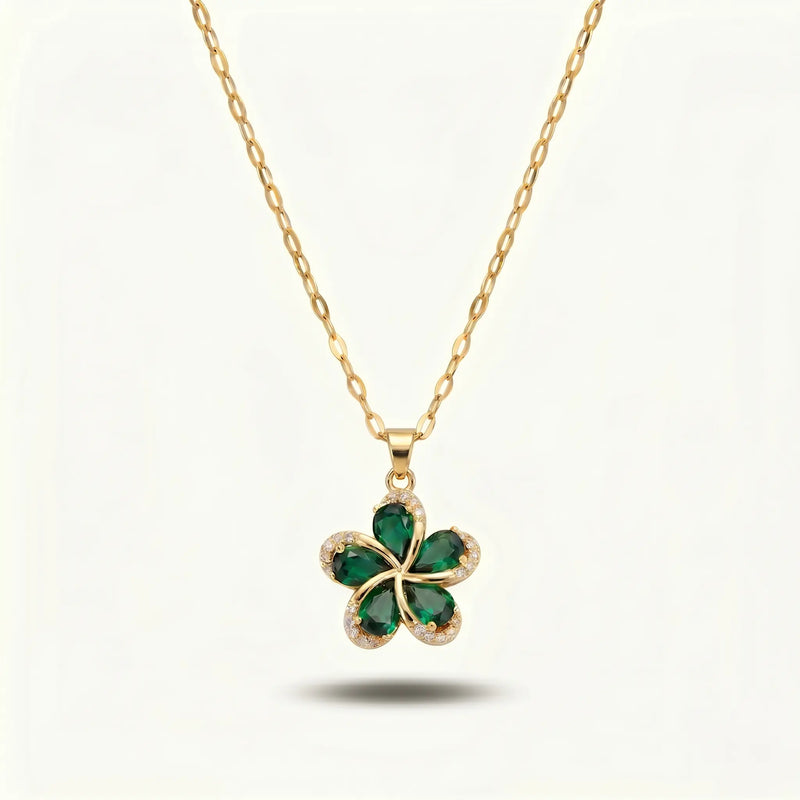 Emerald Bloom Gold Necklace