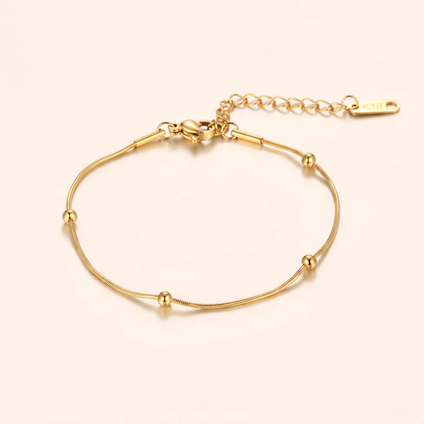 Gold Bead Snake Chain Bracelet, product photo 2