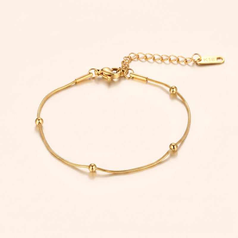 Gold Bead Snake Chain Bracelet, product photo 2