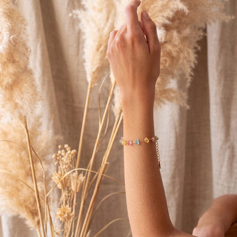 Pastel Bead Gold Chain Bracelet, product photo 2