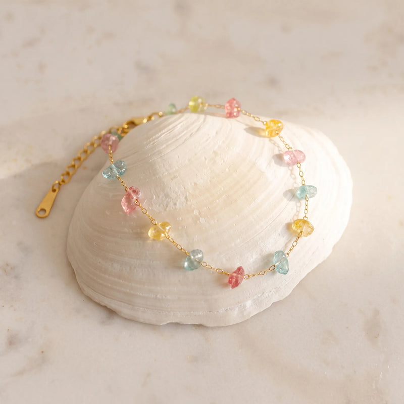 Pastel Bead Gold Chain Bracelet, product photo 4