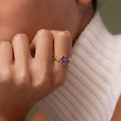 Purple Clover Heart Ring, product photo 2