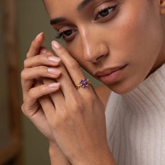 Purple Clover Heart Ring, product photo 4