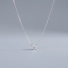 Round solitaire pendant necklace in silver tone, product photo 5