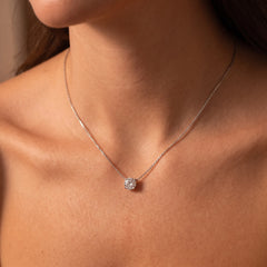 Round solitaire pendant necklace in silver tone, product photo 7
