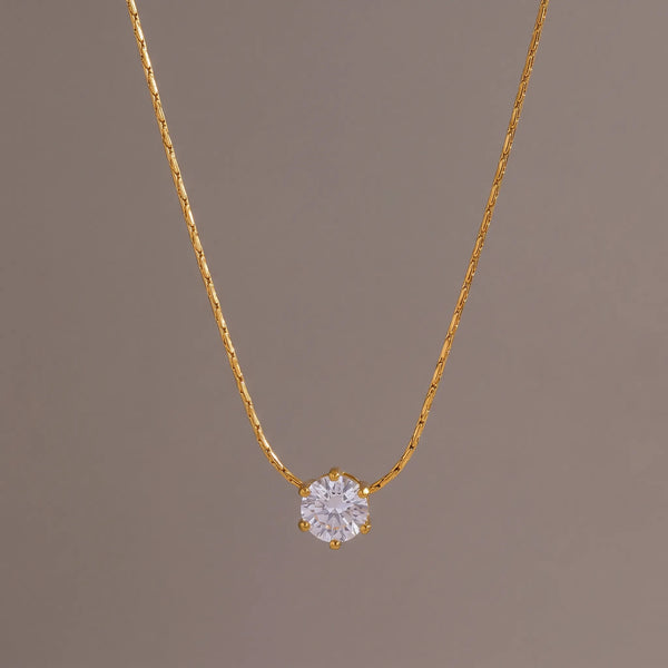 Solitaire Pendant Linked Chain Necklace, product photo 4