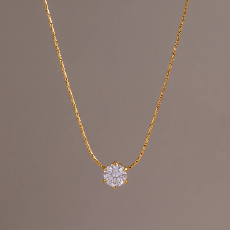 Solitaire Pendant Linked Chain Necklace, product photo 4