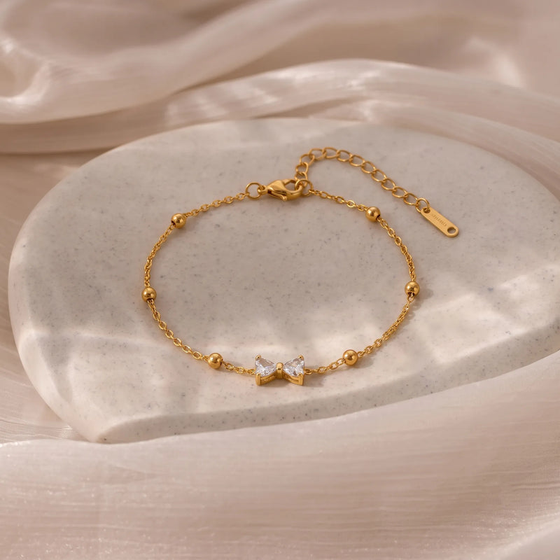 Sparkling Bow Bead Station Bracelet, product photo 2