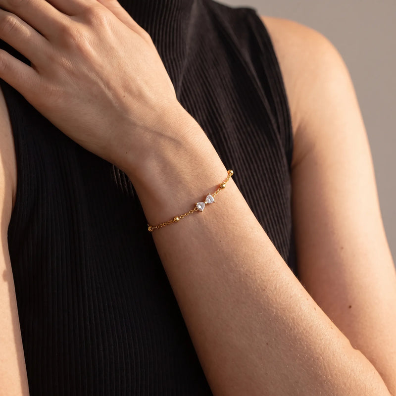 Sparkling Bow Bead Station Bracelet, product photo 3