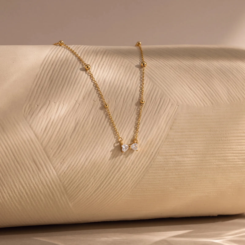 Sparkling Bow Bead Station Necklace, product photo 2