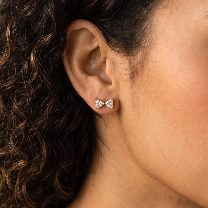 Sparkling Bow Stud Earrings, product photo 1