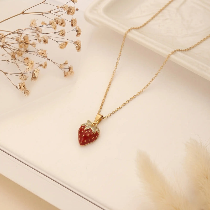 Stravelle Strawberry Charm Necklace