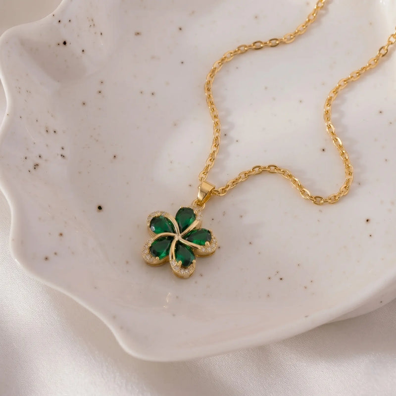 Emerald Bloom Gold Necklace