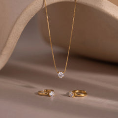 Minimal Zircon 18k Gold Plated Set