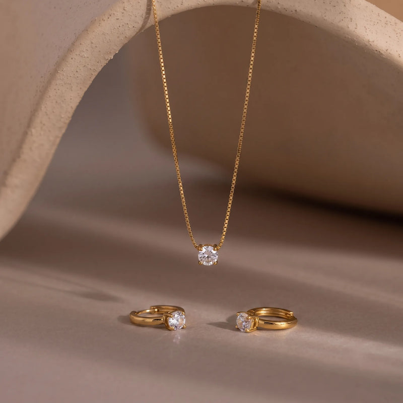 Minimal Zircon 18k Gold Plated Set