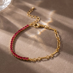 Ruby Link Tennis Bracelet – 18K Gold Plated