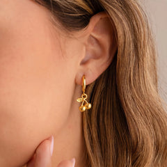 Golden Cherry Hoop Earrings