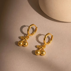 Golden Cherry Hoop Earrings