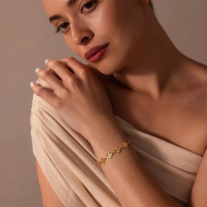 Golden Fortune Clover Bracelet