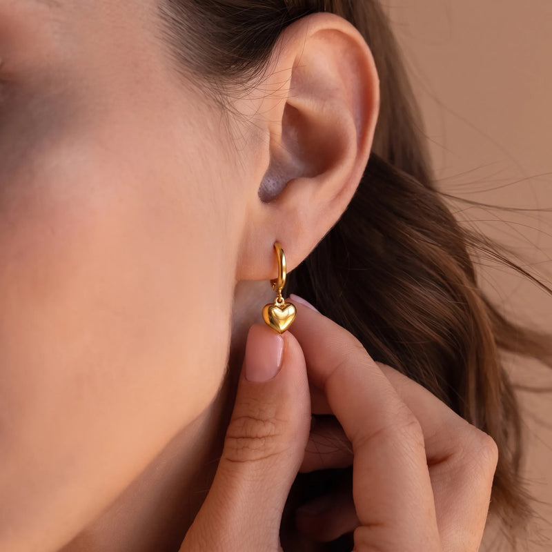 Golden Heart 18k Hoop Earrings