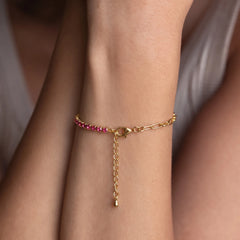 Ruby Link Tennis Bracelet – 18K Gold Plated