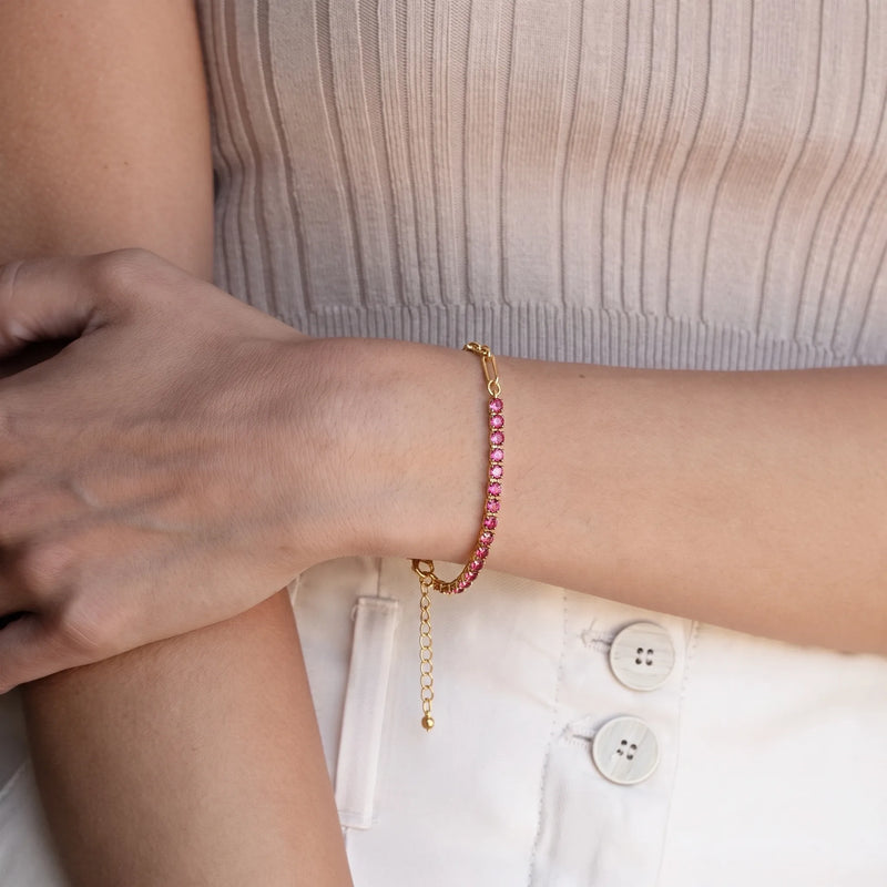Ruby Link Tennis Bracelet – 18K Gold Plated