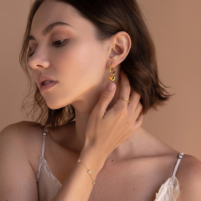 Golden Heart 18k Hoop Earrings